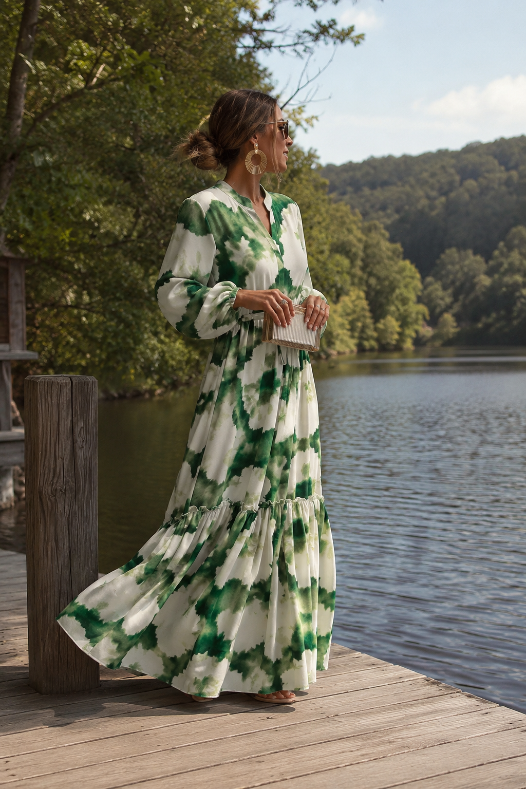 Women's Enchanted Flared Flow Tie-Waist Maxi Dress