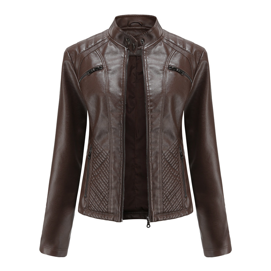 Heather | Women’s Classic Zip-up Biker Jacket