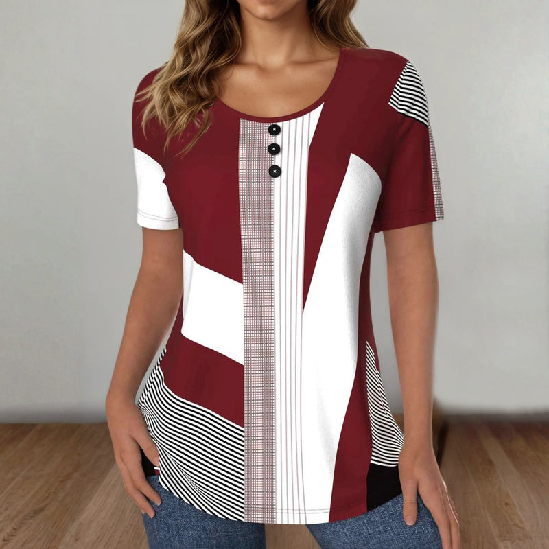 Women's Colour Block Striped T-Shirt