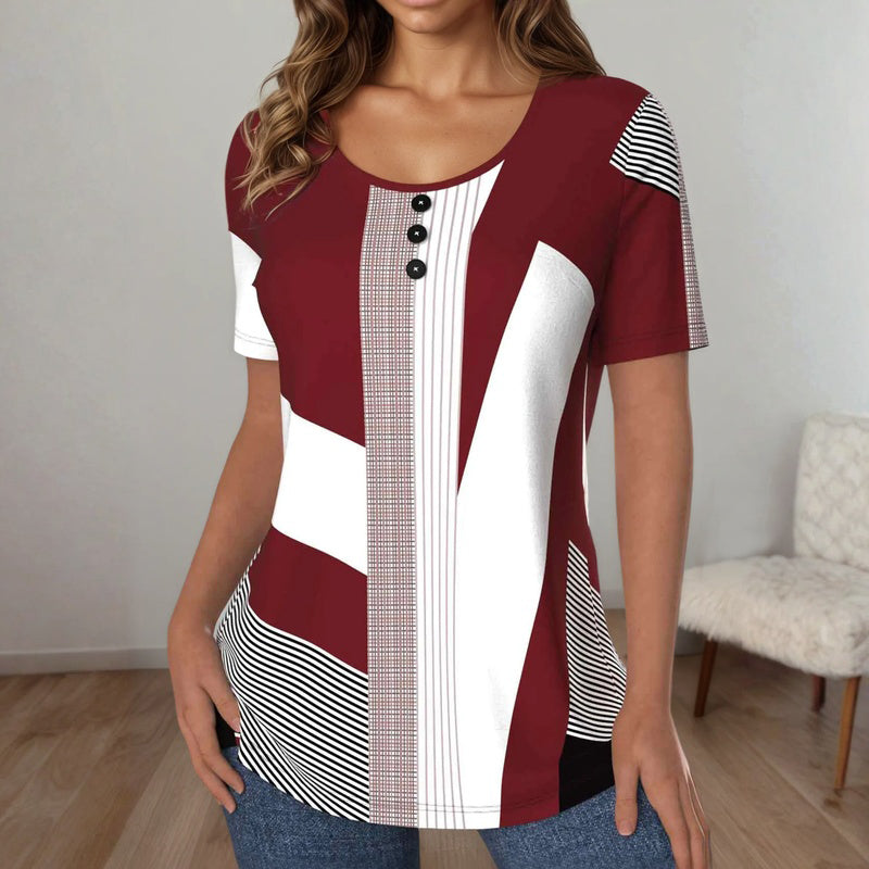 Women's Colour Block Striped T-Shirt