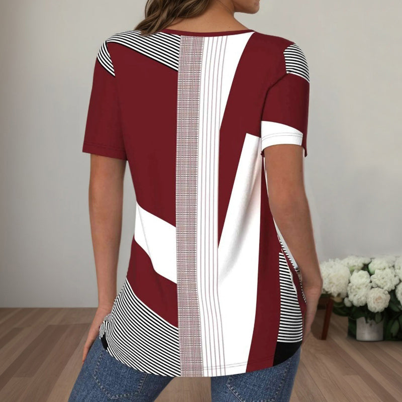 Women's Colour Block Striped T-Shirt