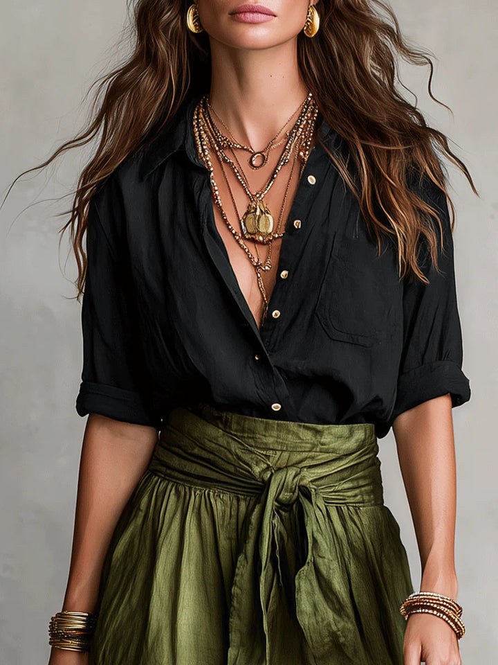 Women's Stylish Bow Waist Skirt Set