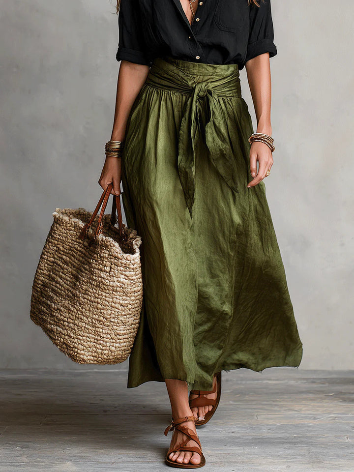 Women's Stylish Bow Waist Skirt Set