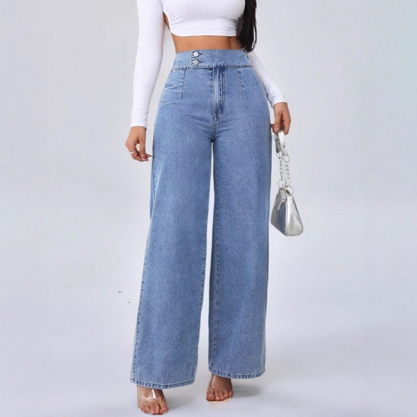 Women's High Waist Wide Leg Denim Jeans