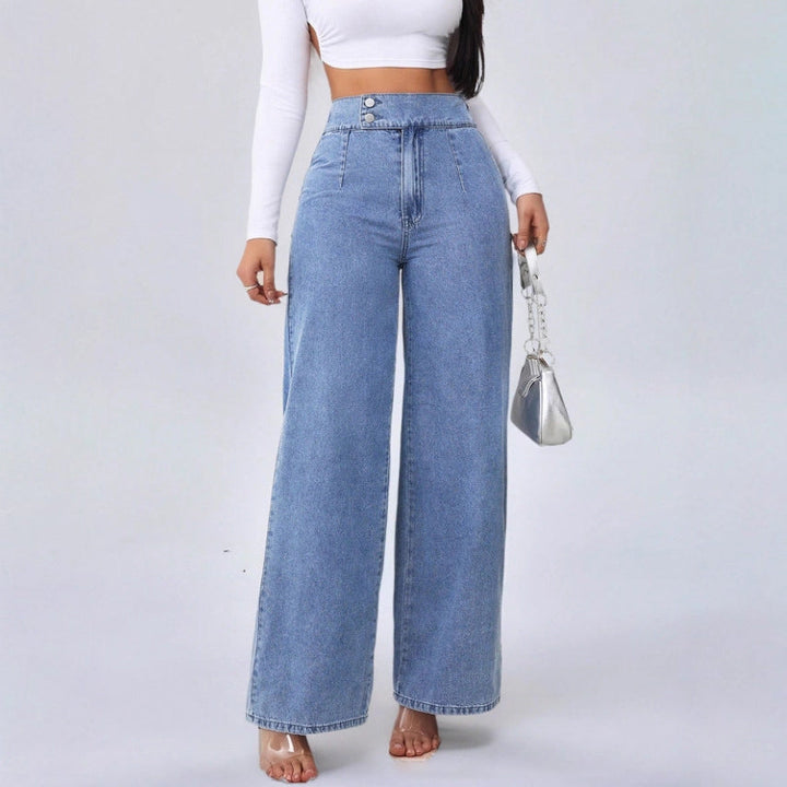 Women's High Waist Wide Leg Denim Jeans