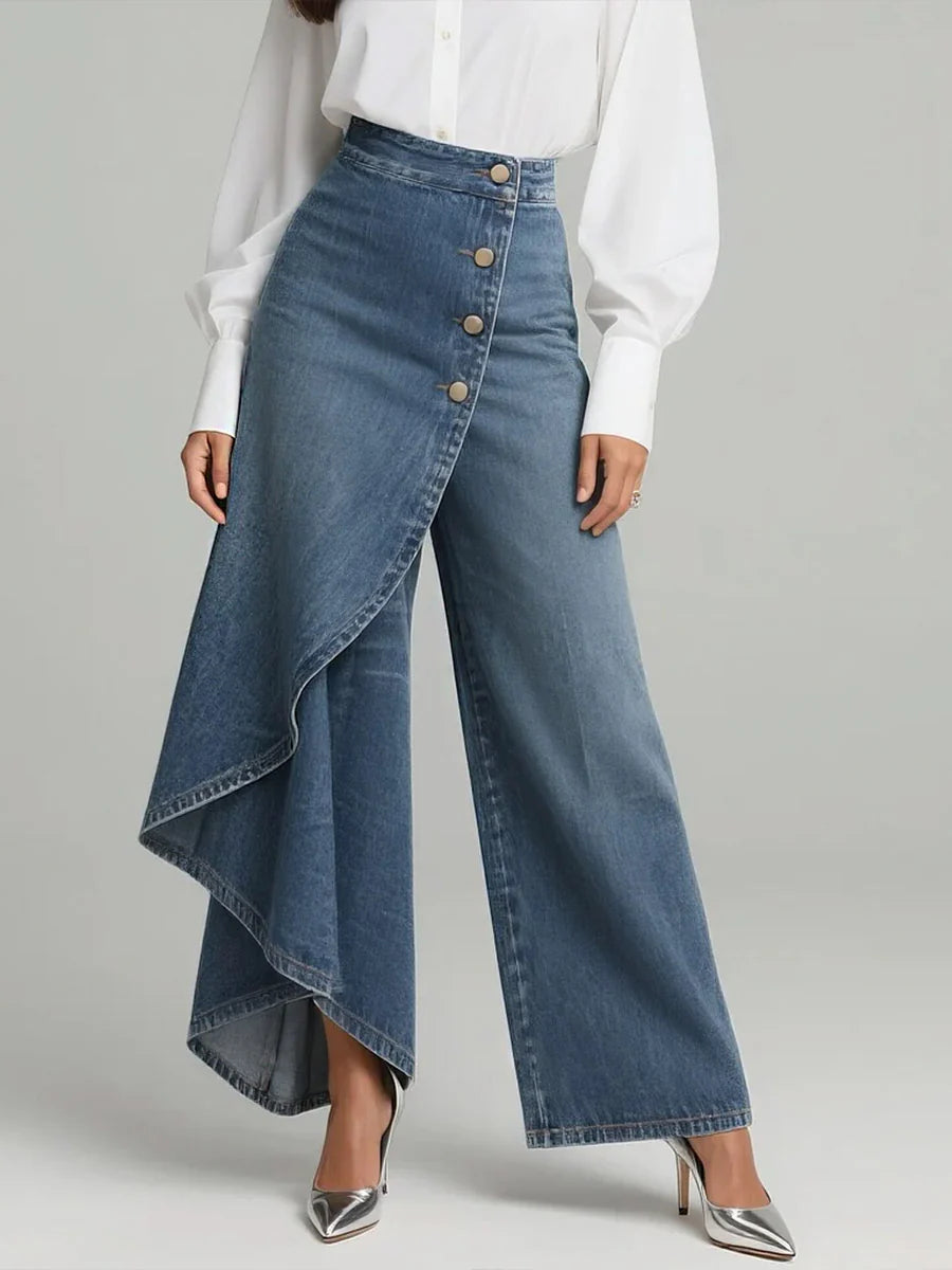 Women's Wide Leg High Waist Draped Pants