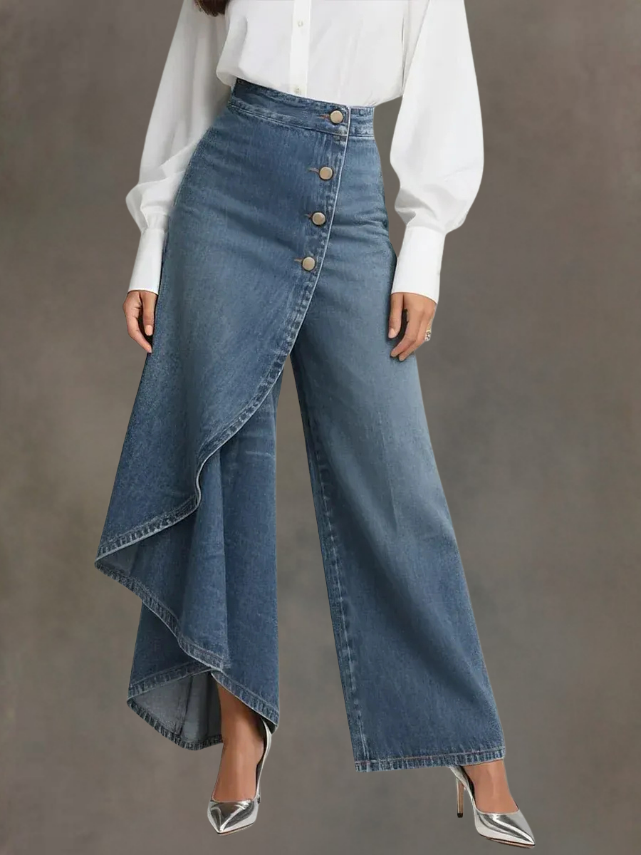 Women's Wide Leg High Waist Draped Pants
