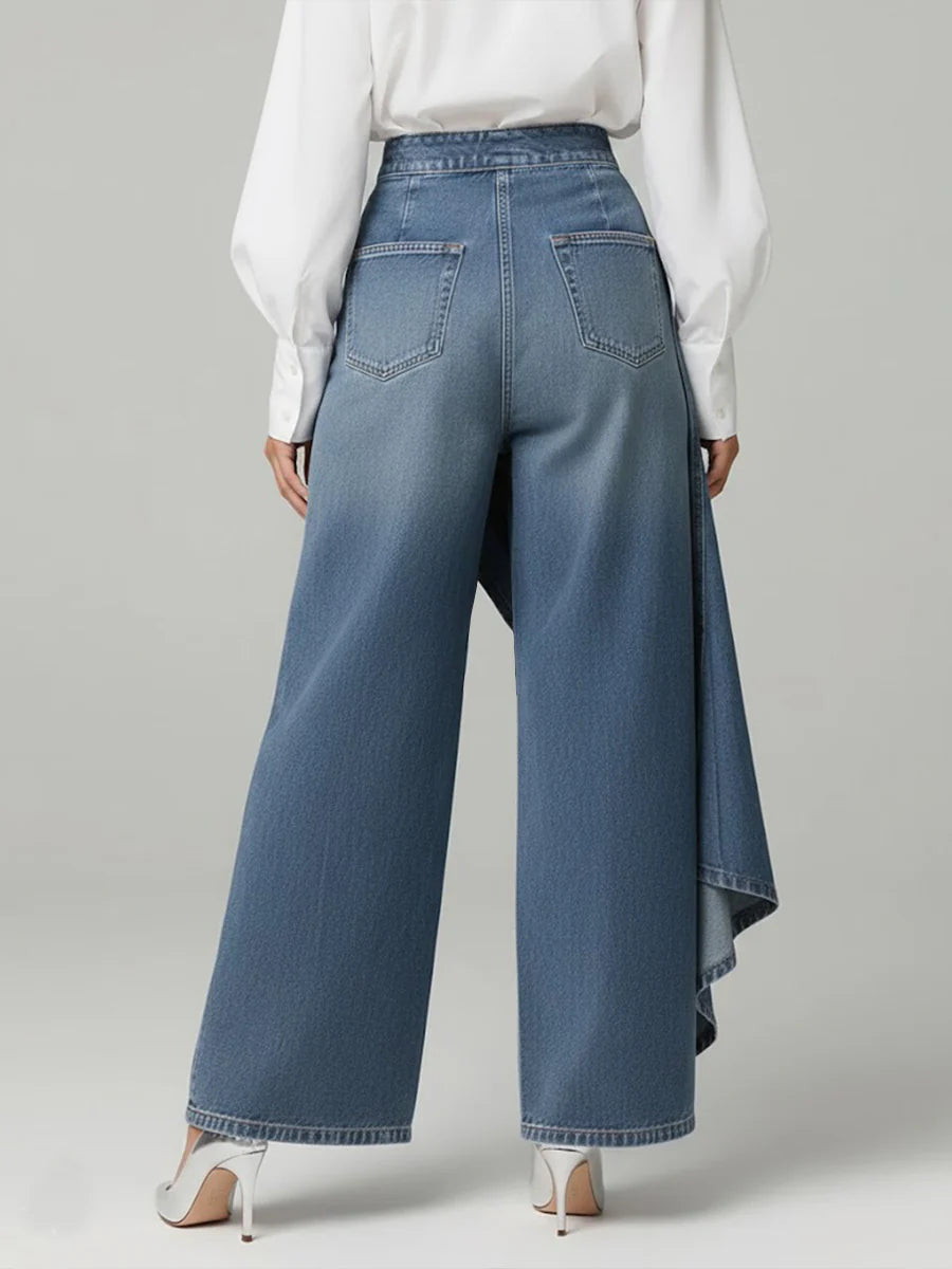 Women's Wide Leg High Waist Draped Pants