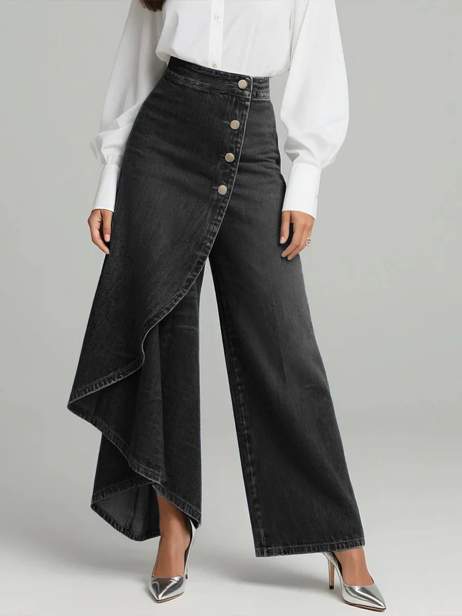Women's Wide Leg High Waist Draped Pants