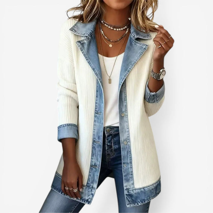 Women's Relaxed Denim Textured Knit Jacket