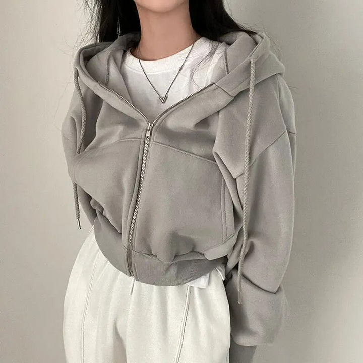 Women's cropped zip-up hoodie