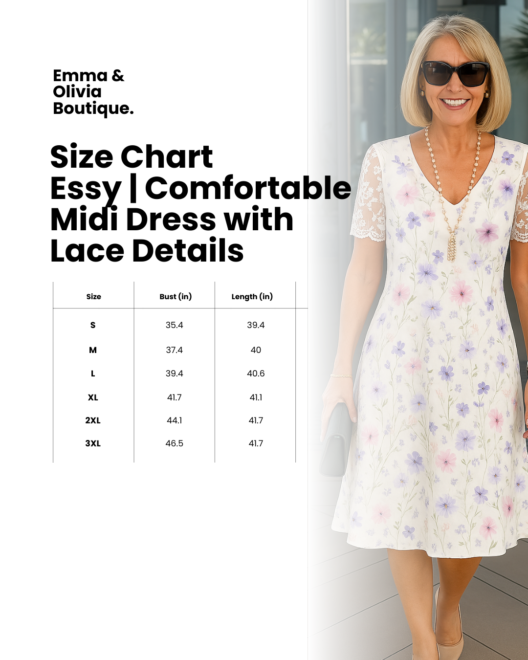 Essy | Comfortable Midi Dress with Lace Details