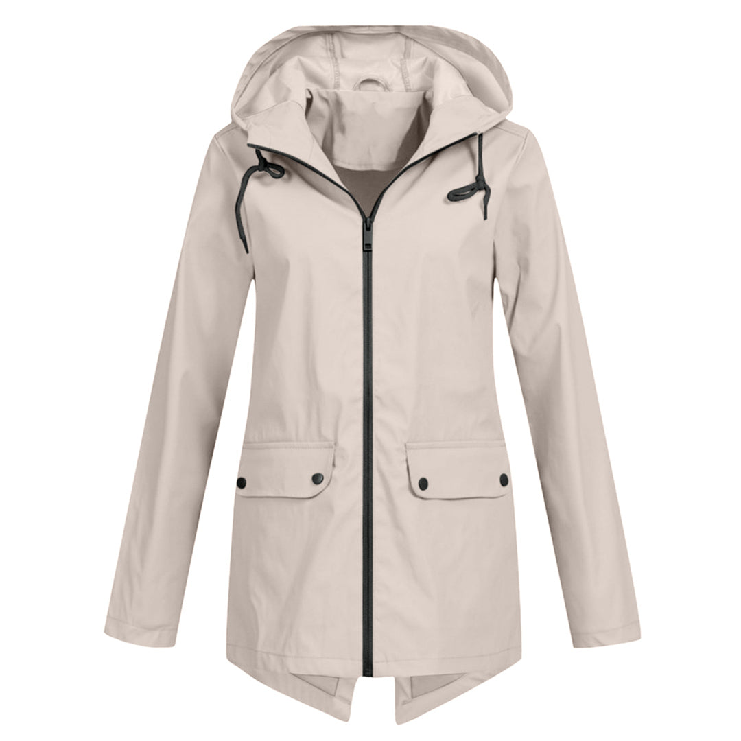 Women's Long Hooded Raincoat for Winter