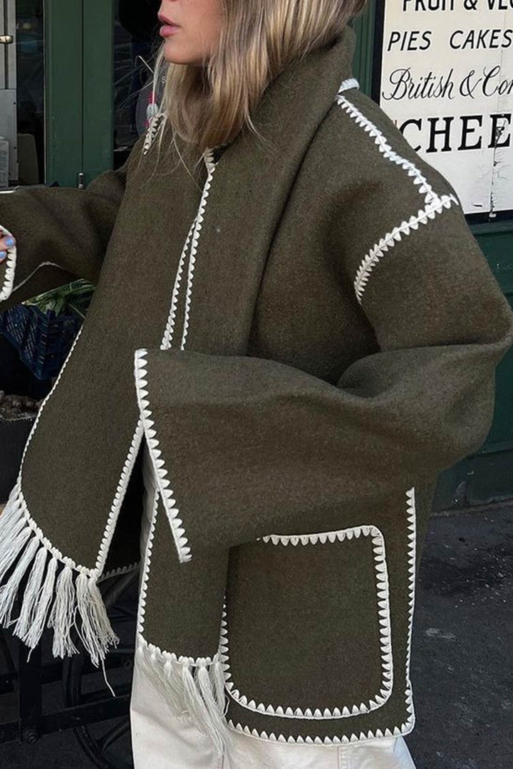 Doris | Fringed hem with shawl coat