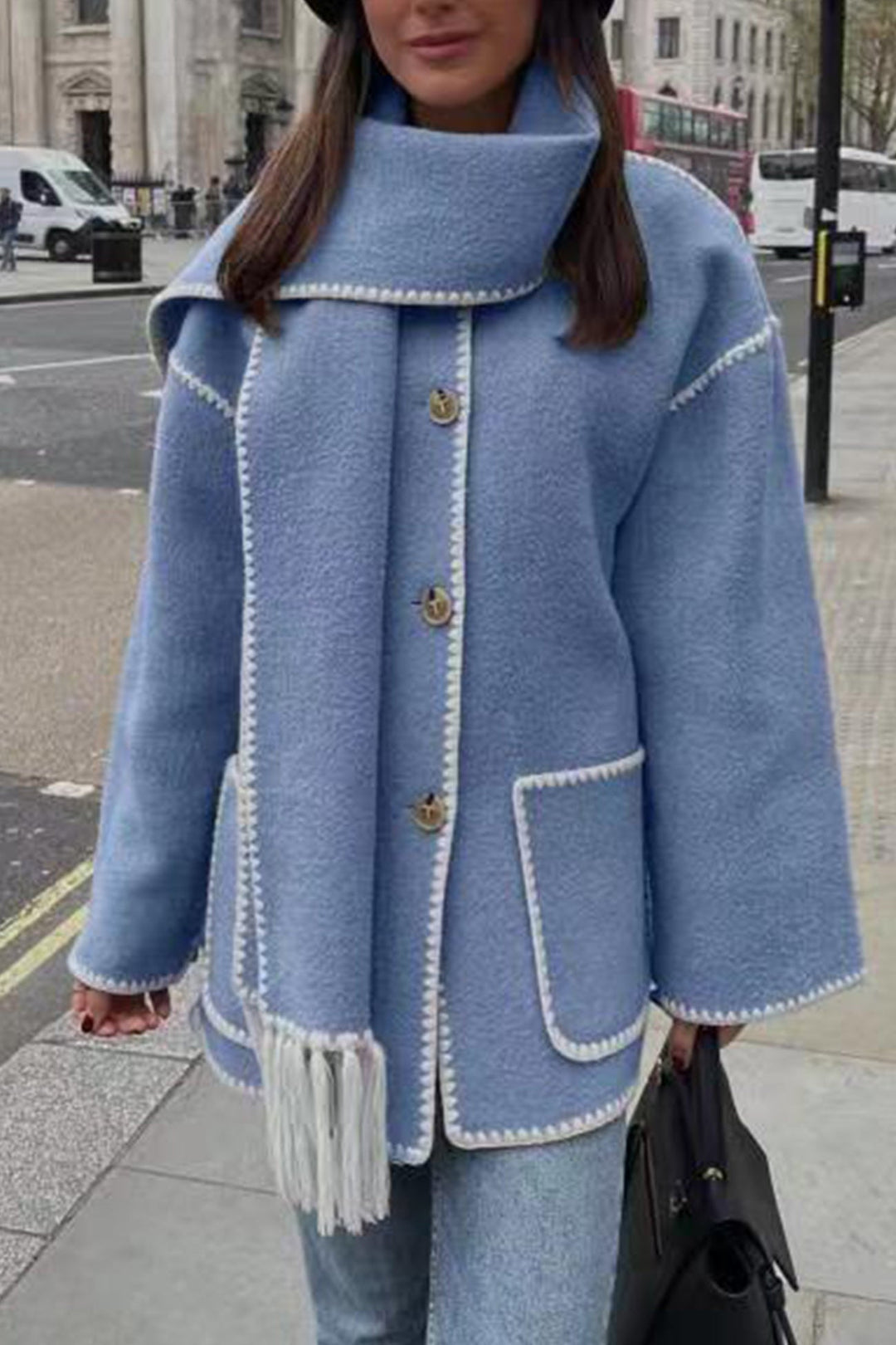 Doris | Fringed hem with shawl coat