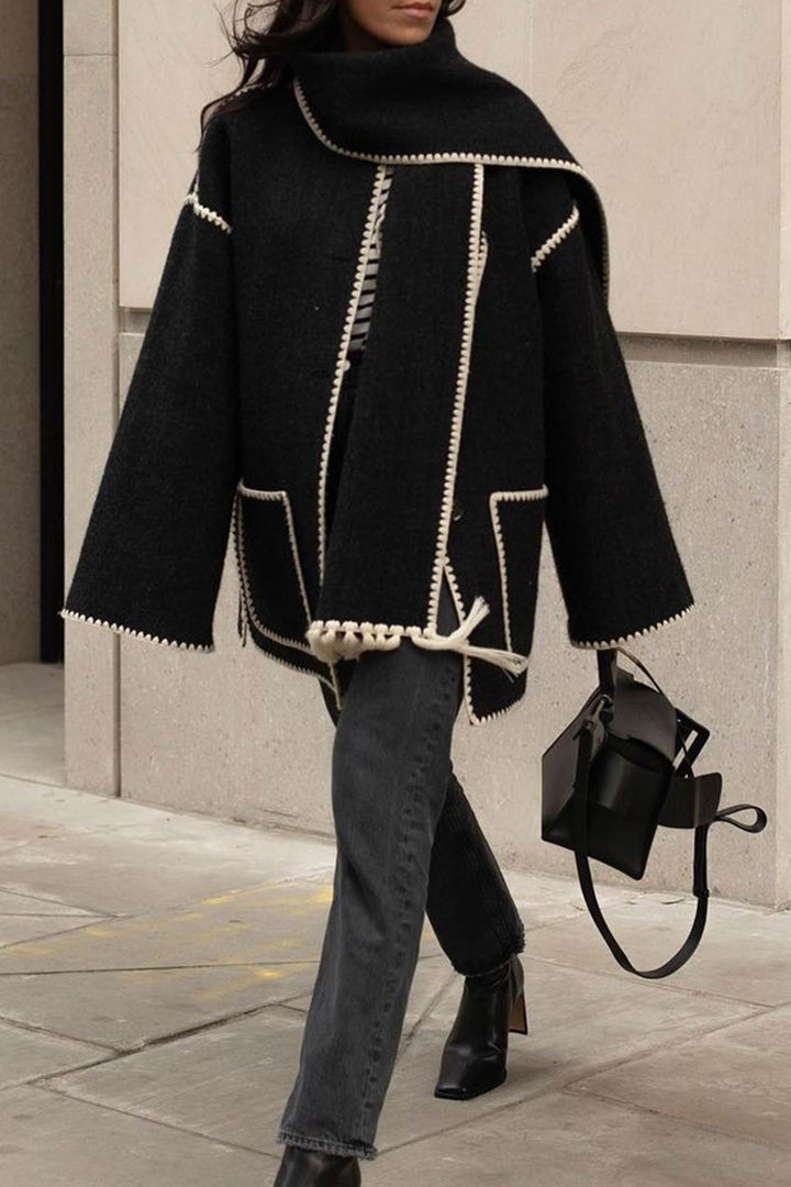 Doris | Fringed hem with shawl coat
