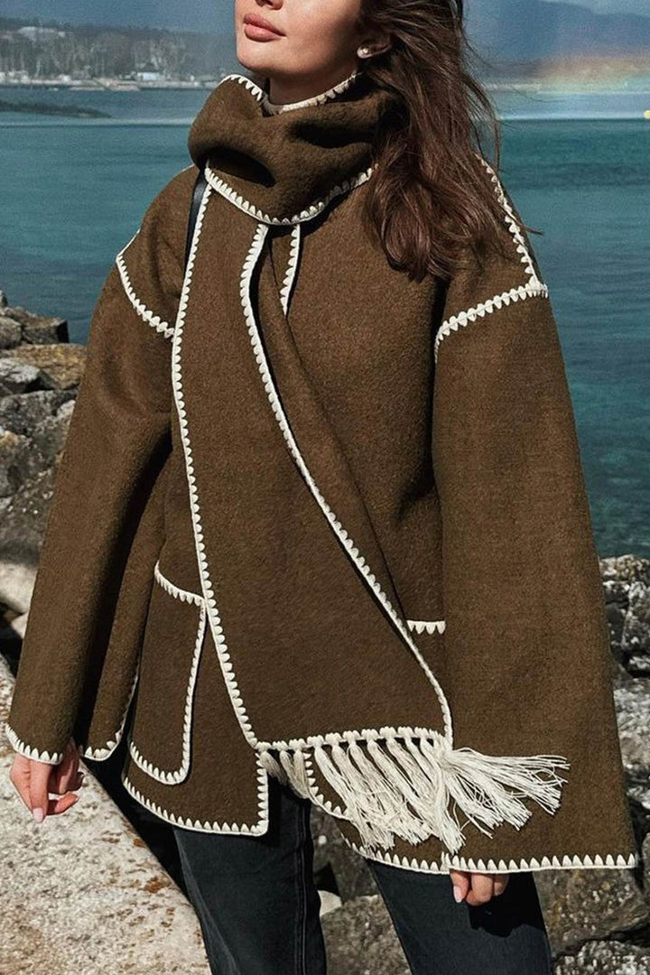Doris | Fringed hem with shawl coat