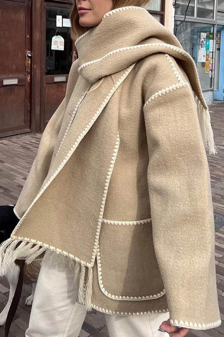 Doris | Fringed hem with shawl coat