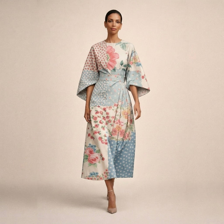 Women's Floral Midi with Sculpted Waist