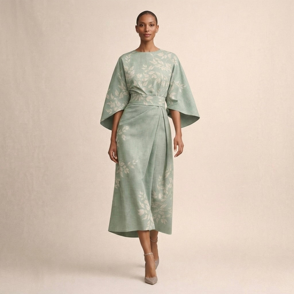 Women's Floral Midi with Sculpted Waist