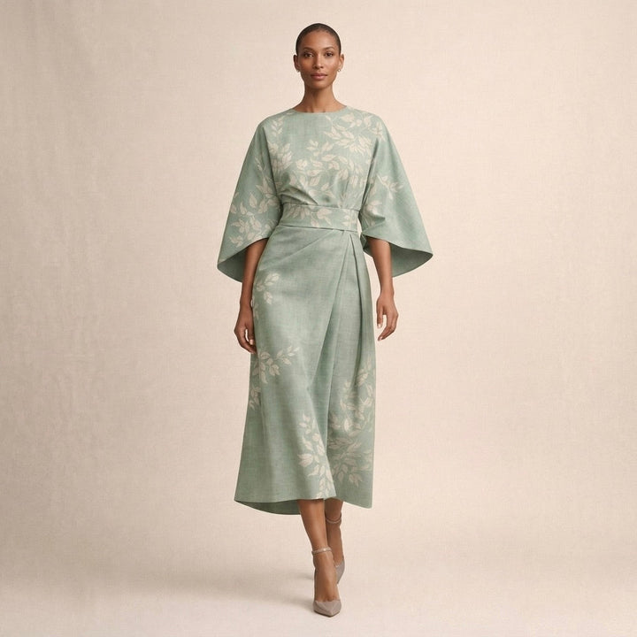 Women's Floral Midi with Sculpted Waist