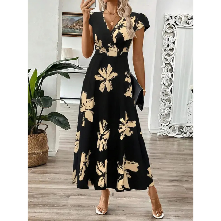 Women's Stylish V-Neck Wrap Maxi Dress