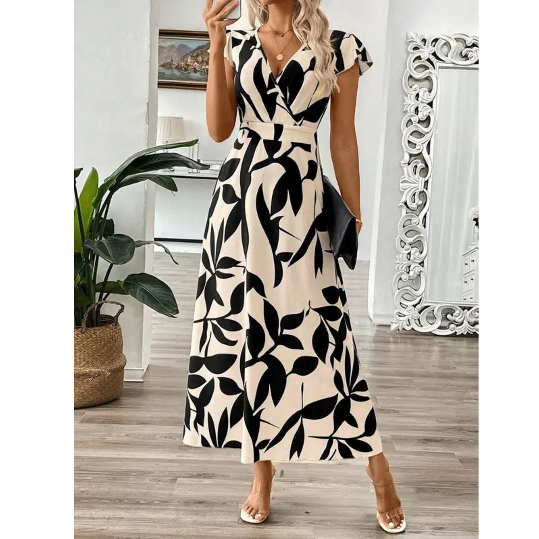 Women's Stylish V-Neck Wrap Maxi Dress