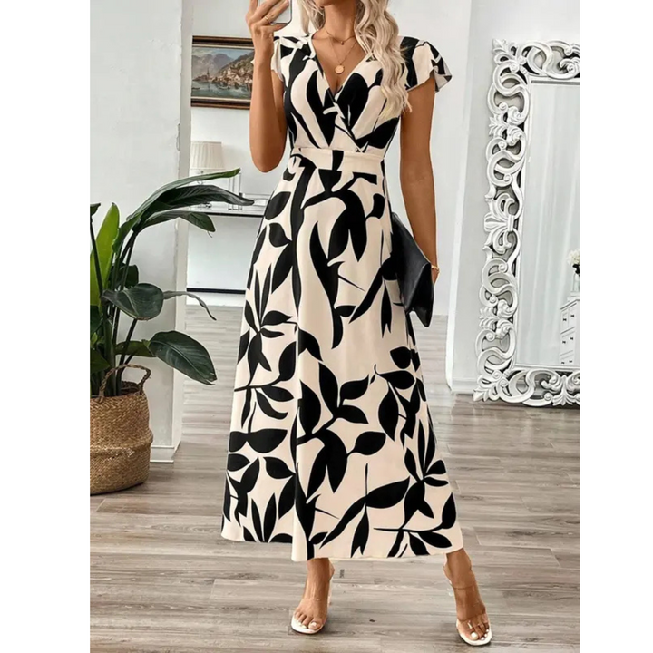 Women's Stylish V-Neck Wrap Maxi Dress