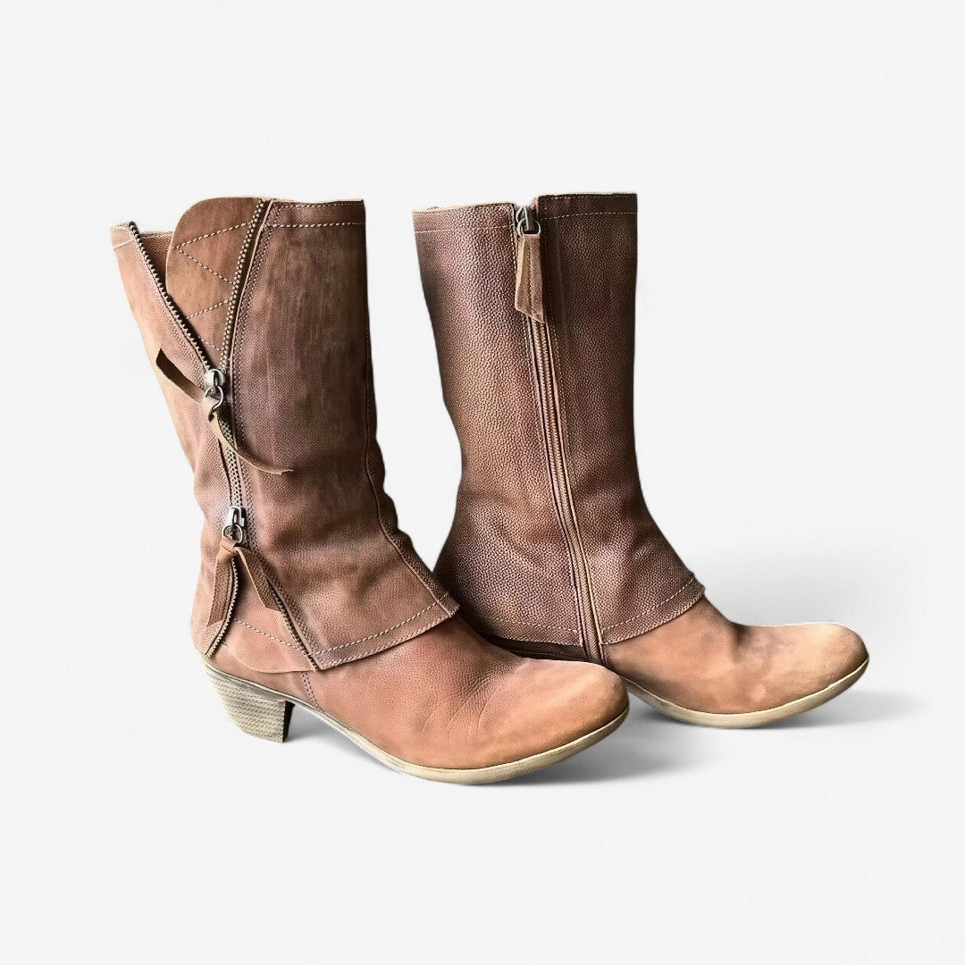 Marisol | Women's Leather Mid-Calf Zip Boots