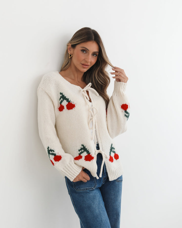Jaya Cardigan - Cream Print