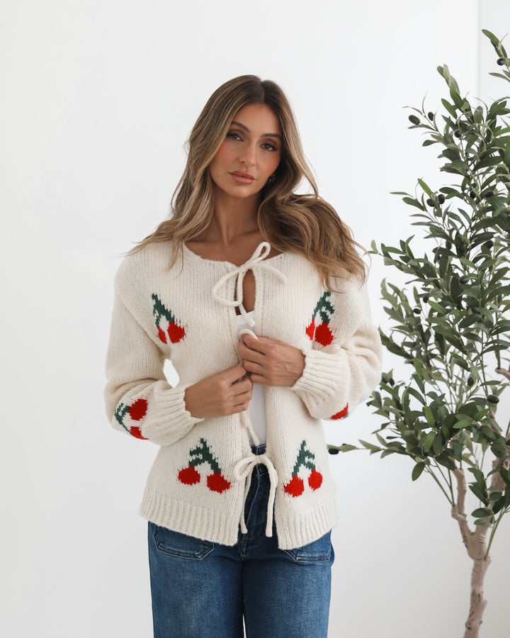 Jaya Cardigan - Cream Print