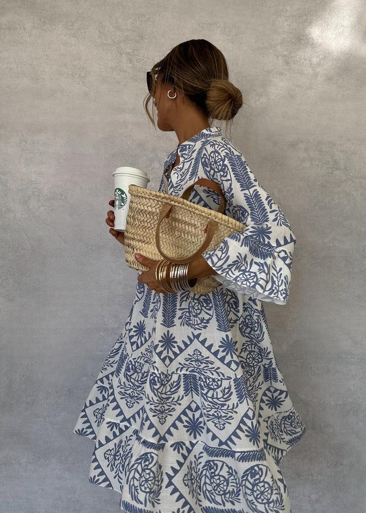 Women's Boho Patterned Long Sleeve Mini Dress