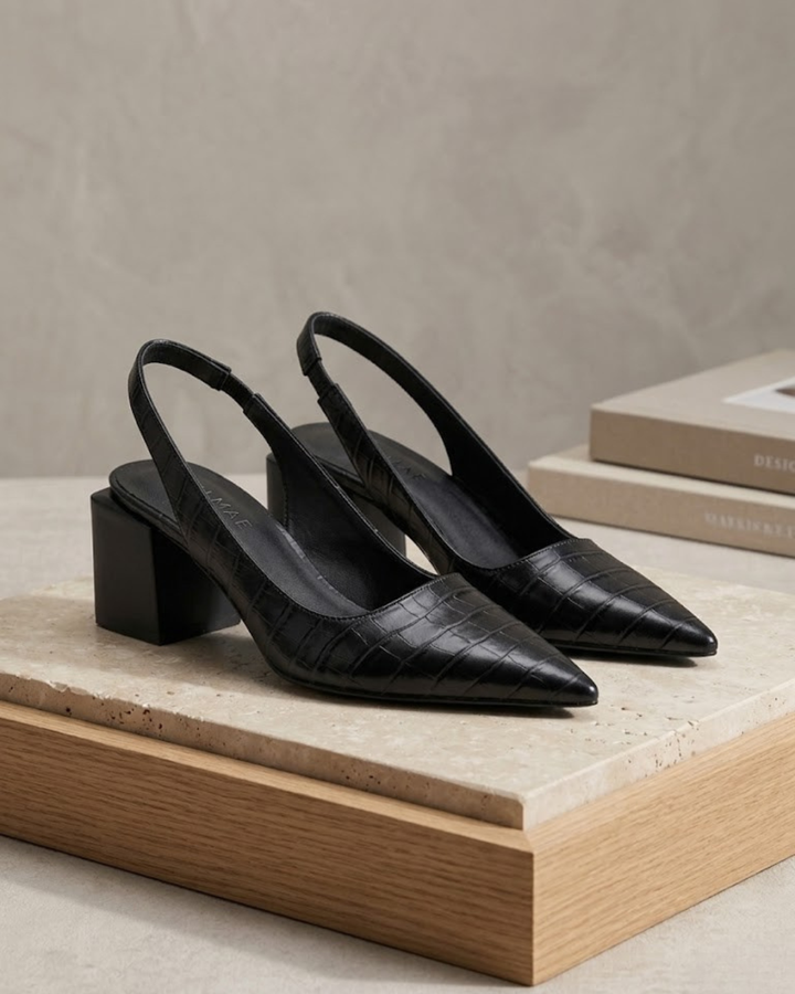 Women's Croc Effect Slingback Heels