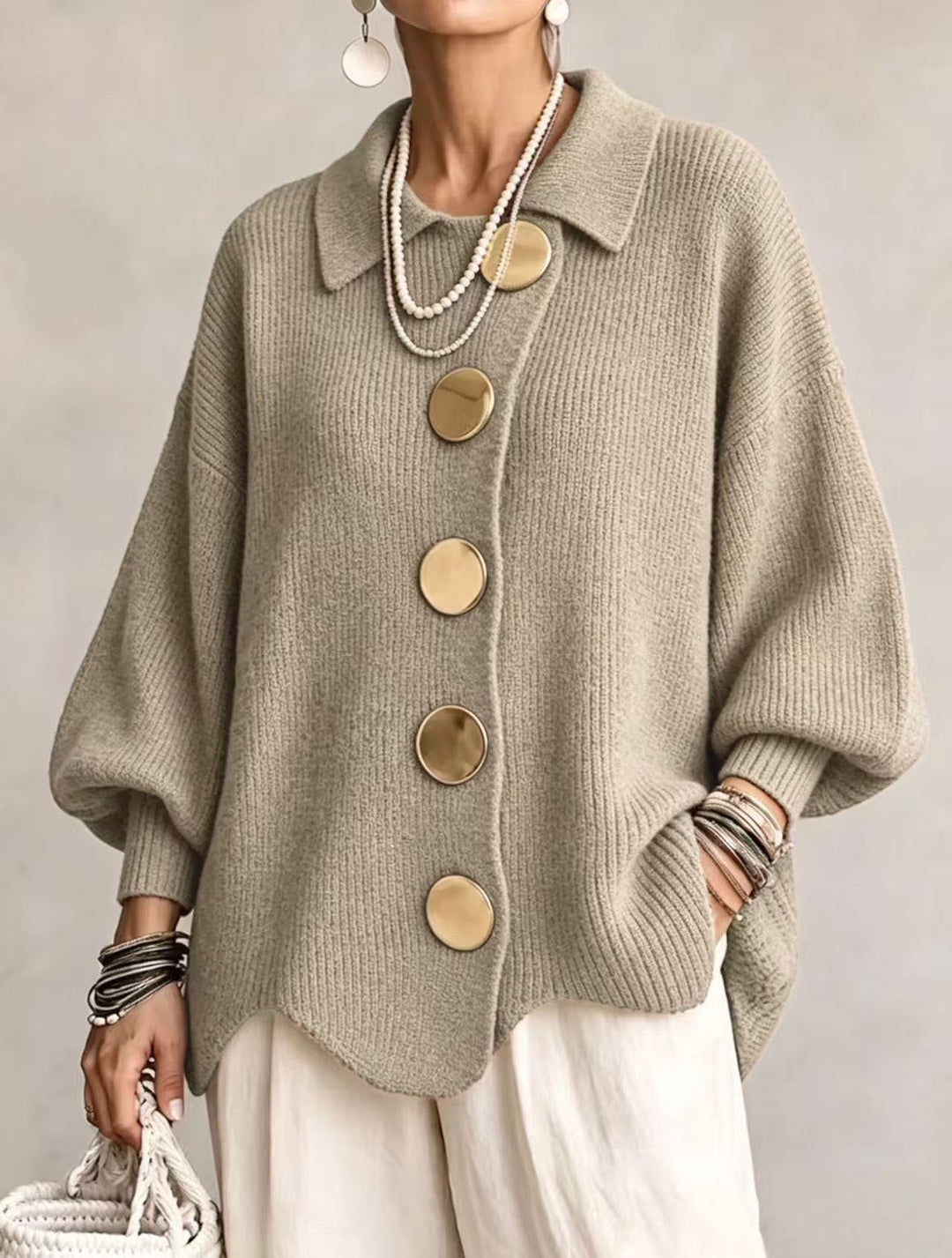 Marlowe | Women's Oversized Cardigan with Lantern Sleeves