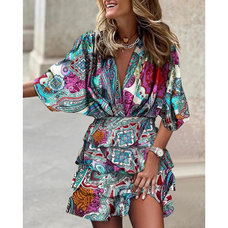 Carmen | Vibrant Colorful Ruffle Dress