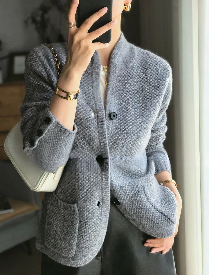 Women's winter retro stand collar knitted cardigan
