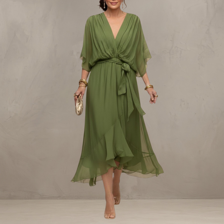 Women's Chiffon Wrap Flared Dress