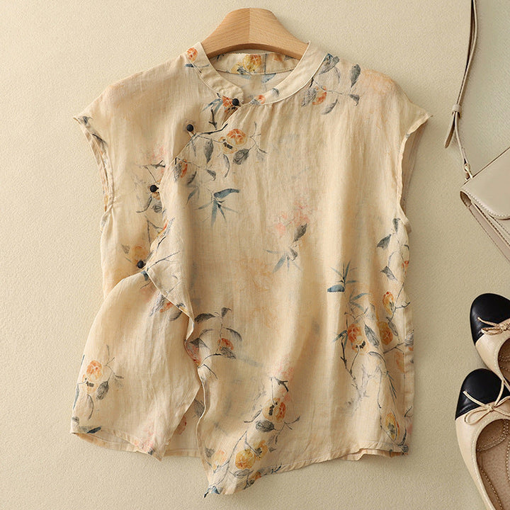 Elise | Breathable Floral Linen Top