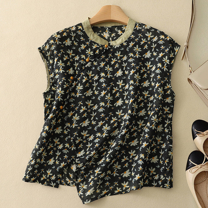 Elise | Breathable Floral Linen Top