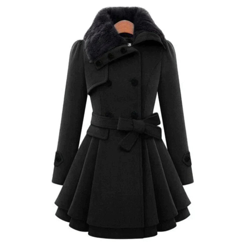 Antonella  | Chic trench coat with vegan fur for a luxurious look