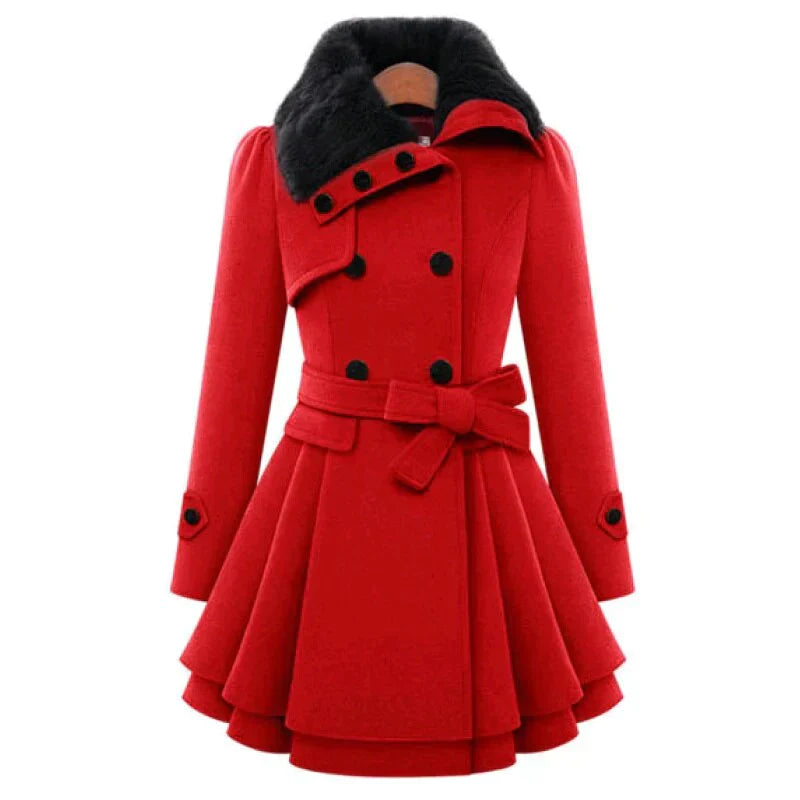 Antonella  | Chic trench coat with vegan fur for a luxurious look