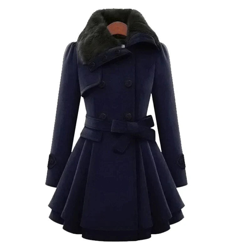Antonella  | Chic trench coat with vegan fur for a luxurious look