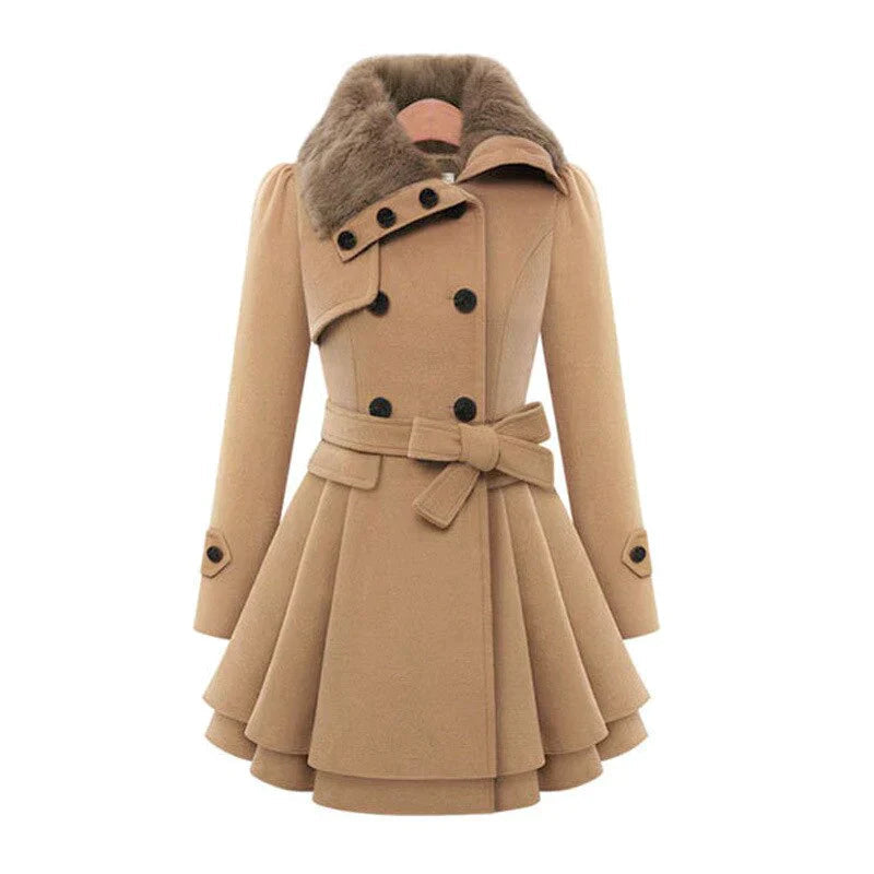 Antonella  | Chic trench coat with vegan fur for a luxurious look