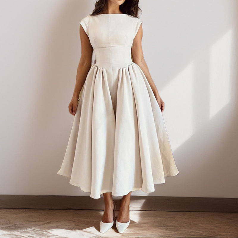 Adele - Structured Cap Sleeve Midi Dress