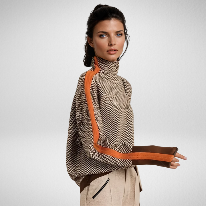 Clemence - Turtleneck Sweater With Contrasting Stripes