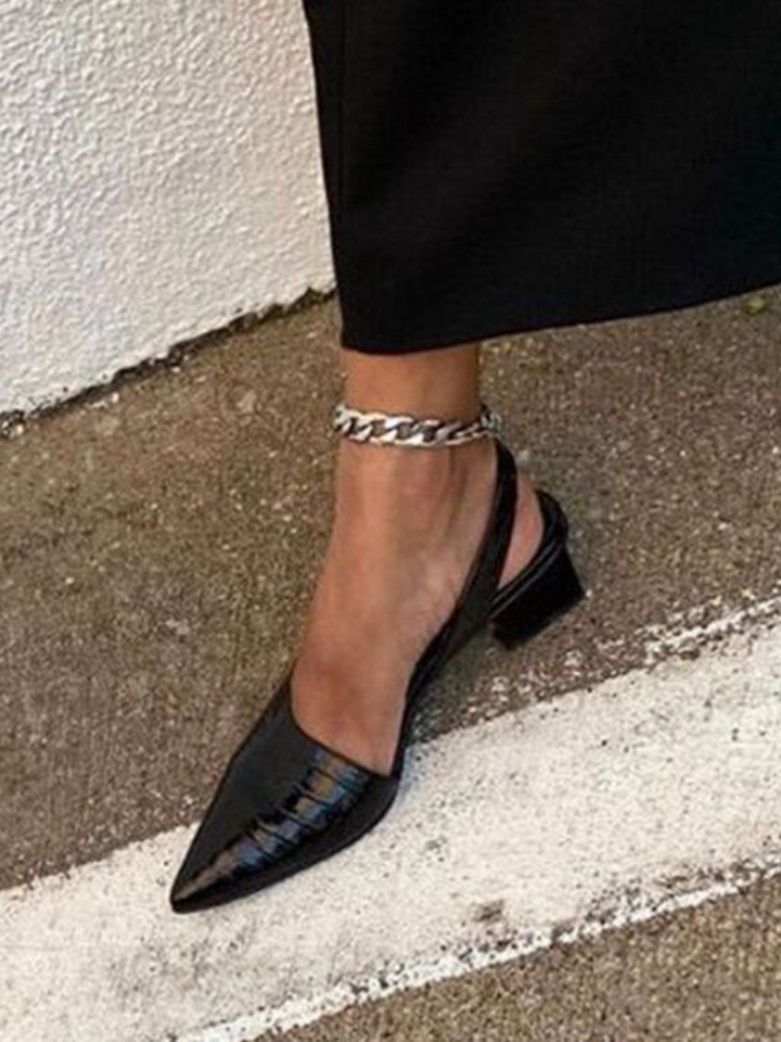 Women's Croc Effect Slingback Heels