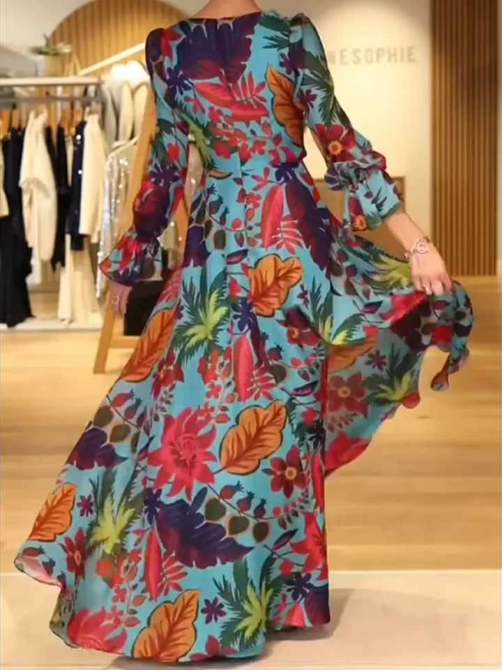 Savelie™ - Robe Longue Florale Col V Élégant