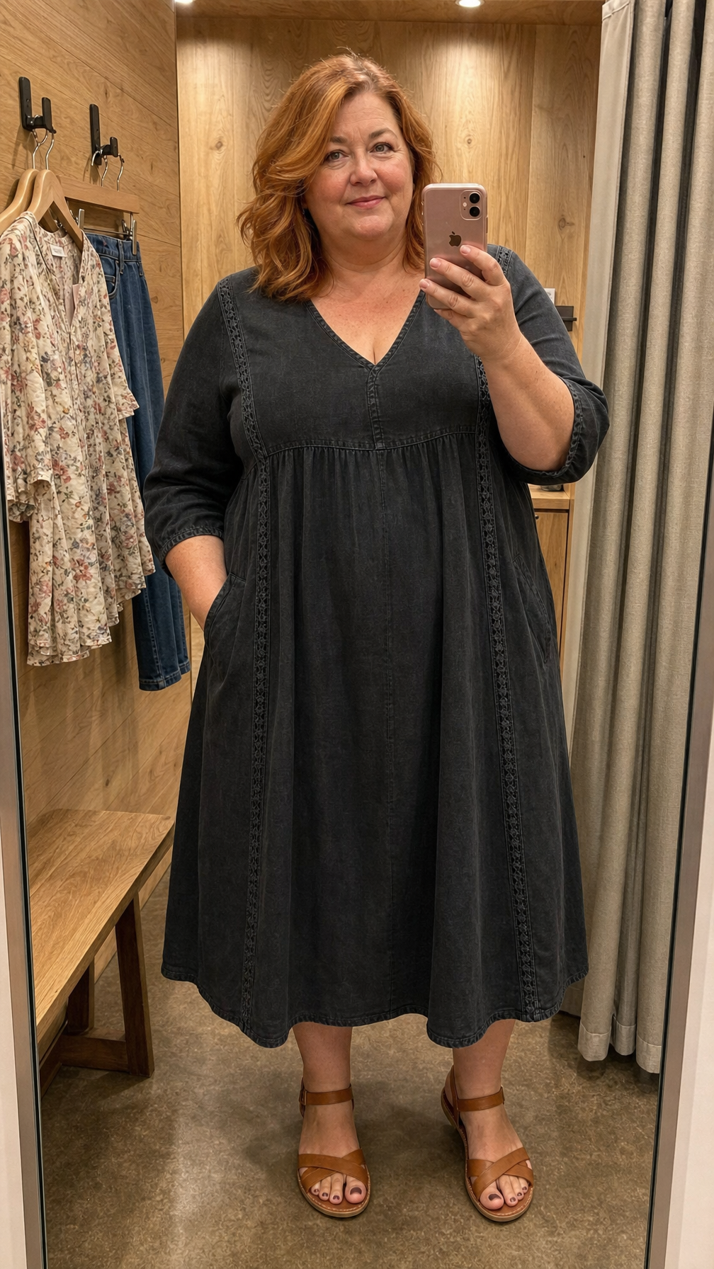 Women's 3/4 Sleeve A Line Maxi Dress