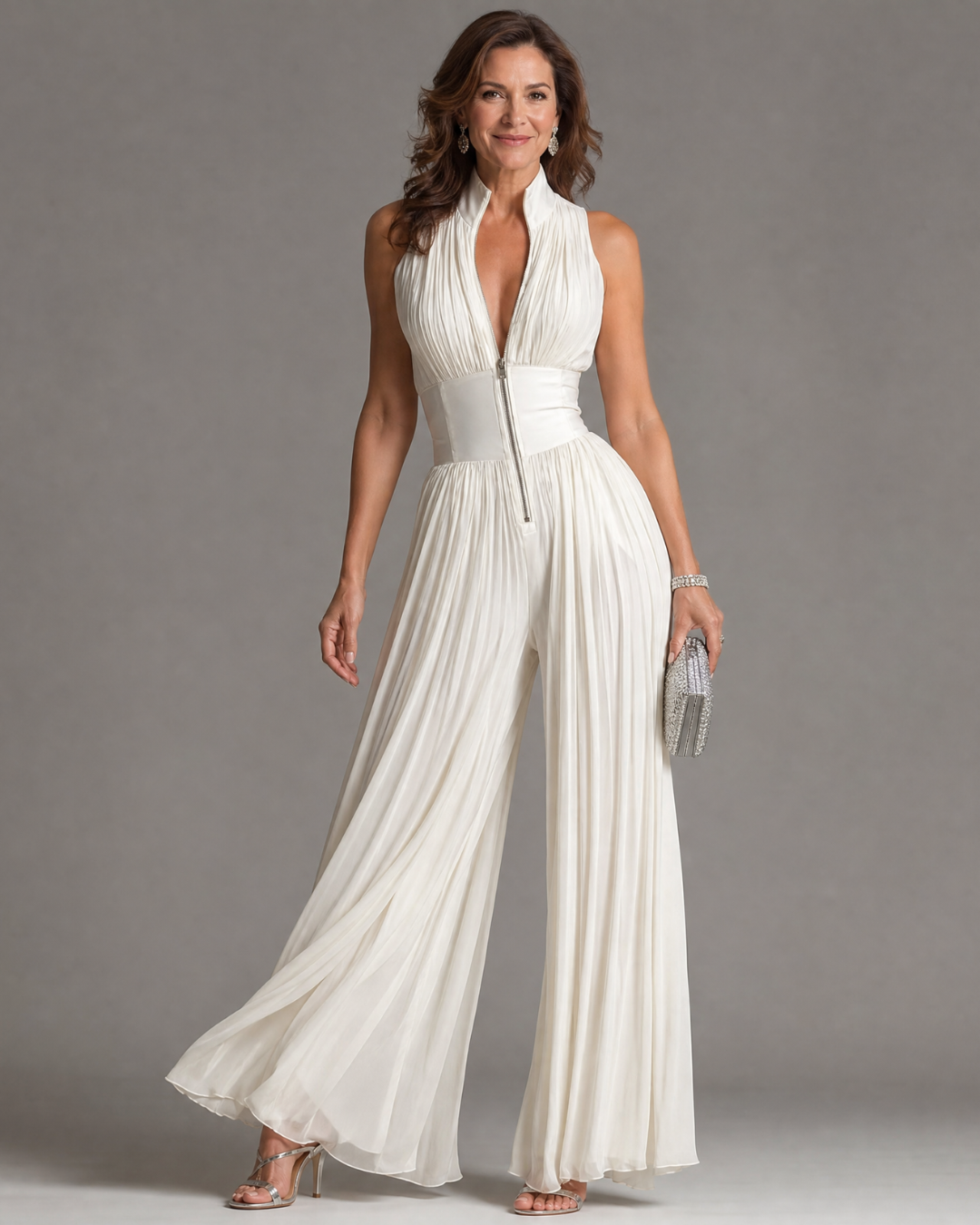 Women's Elegant Fit Pleated Jumpsuit