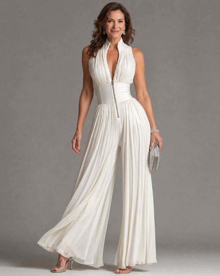 Women's Elegant Fit Pleated Jumpsuit